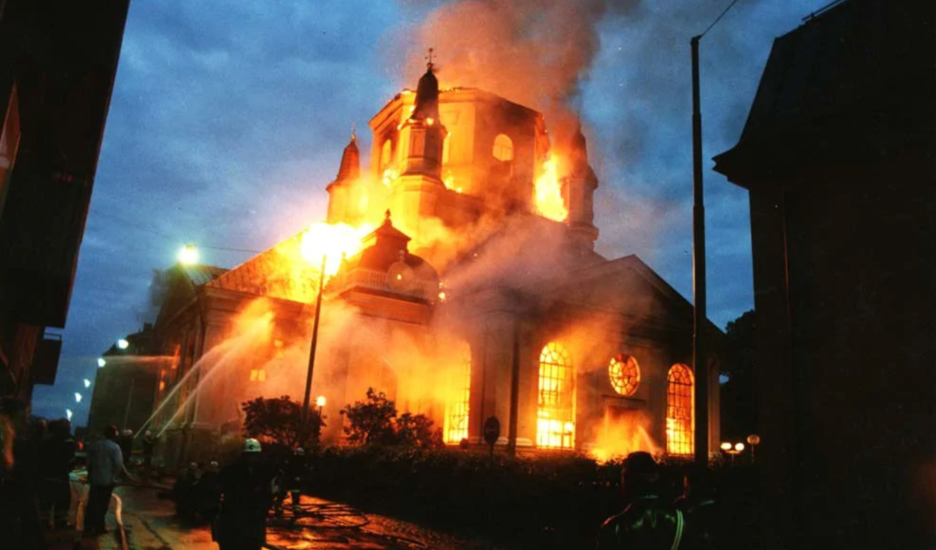 Branden Katarina kyrka 1990
